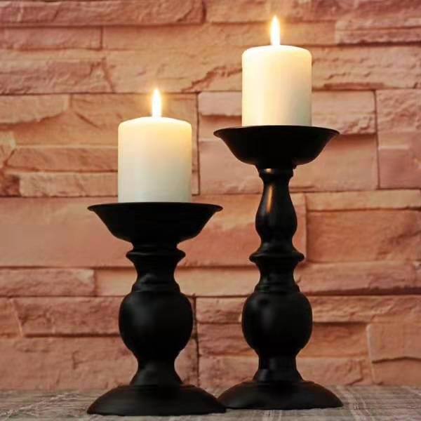 Sculpted Metal Pillar Candlestick Holder Set for Home Decor Acalora
