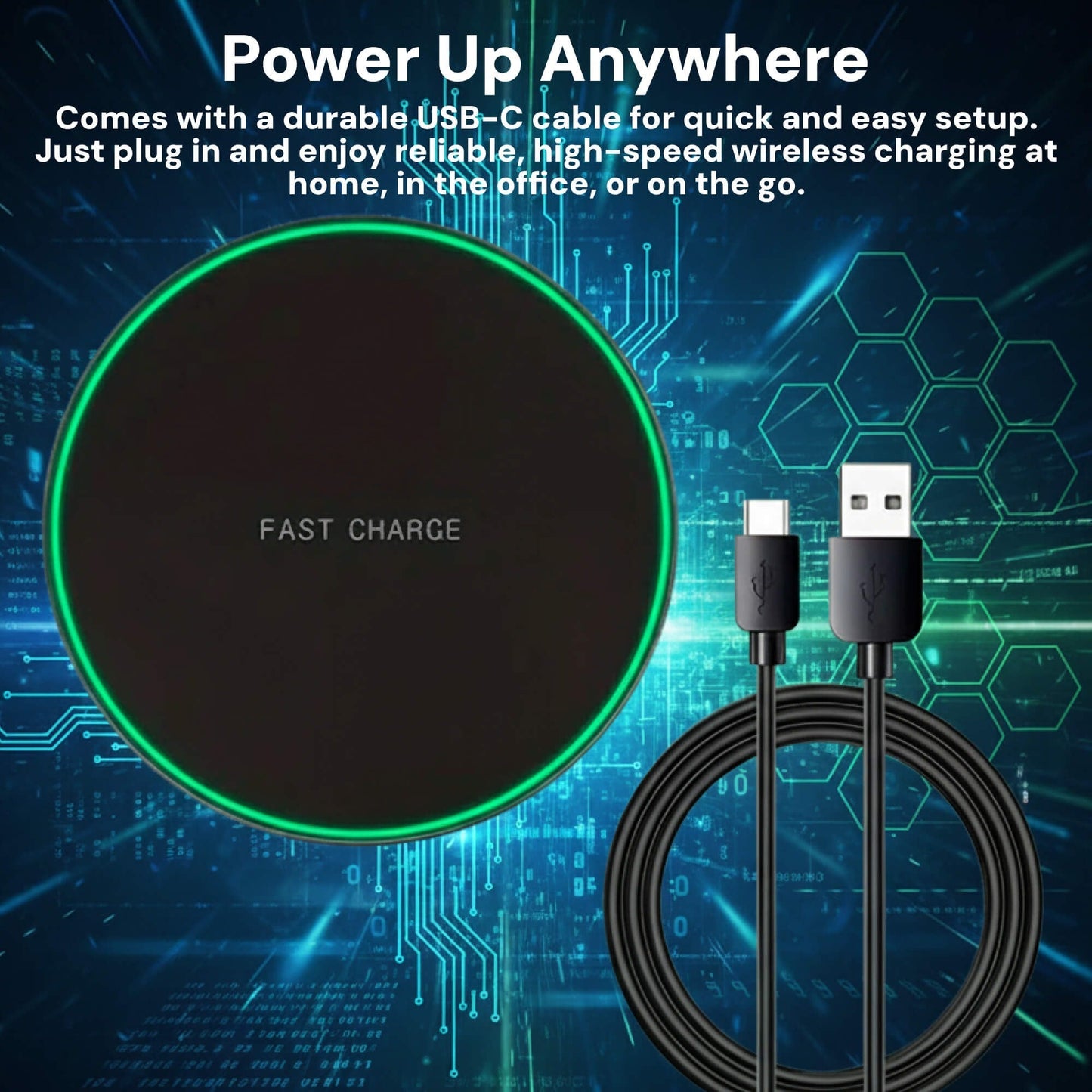 Kalsten | 15W Wireless Charging Pad for iPhone & Android – Fast Wireless Charger Base with Sleek Design for Home & Office | Apple & Samsung Compatible