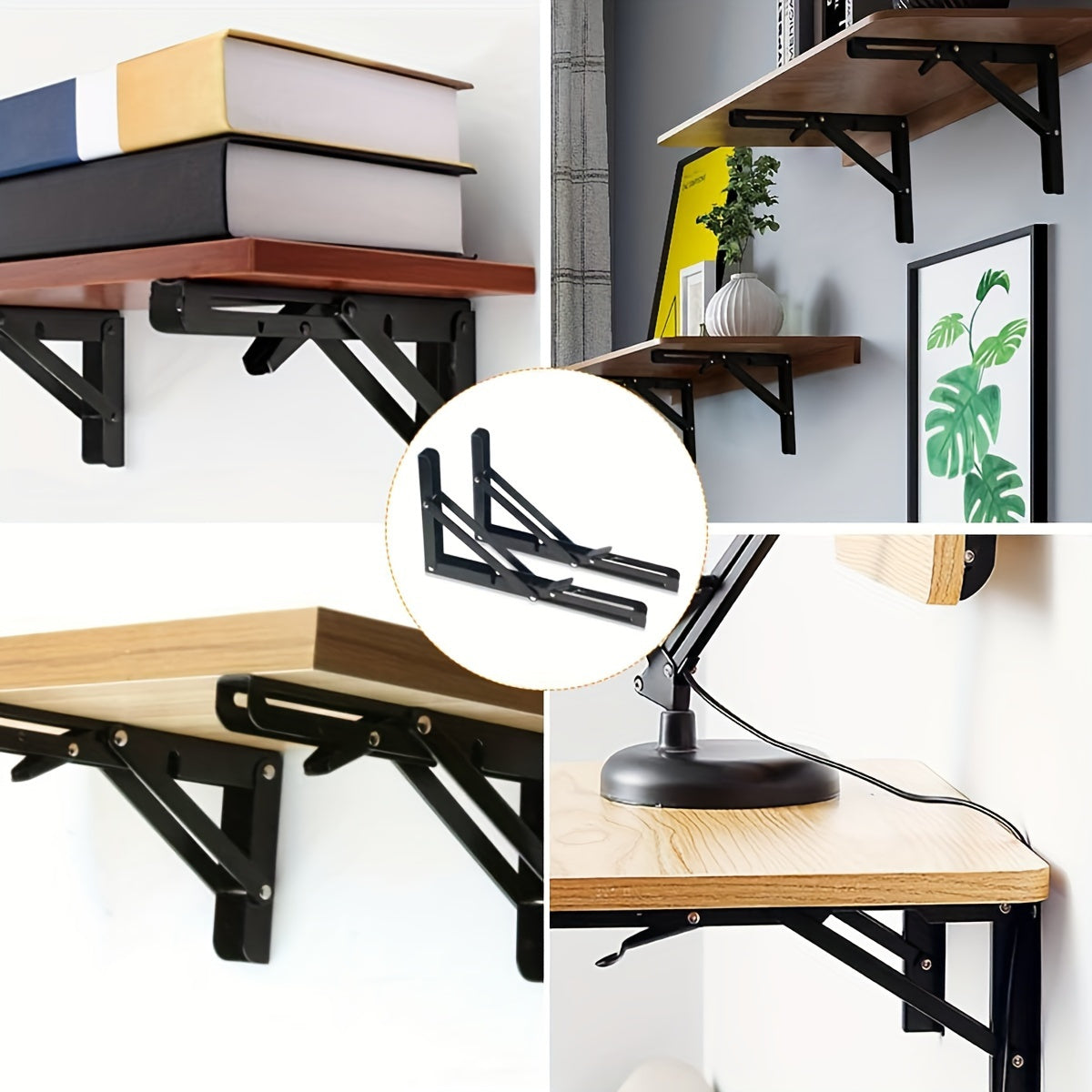Skanto | Buy 1 Get 1 Free - Heavy Duty Folding Shelf Brackets (2-Pack) | Stable, Rust-Resistant, Space-Saving Wall Mounts for Tables, Benches & Shelves