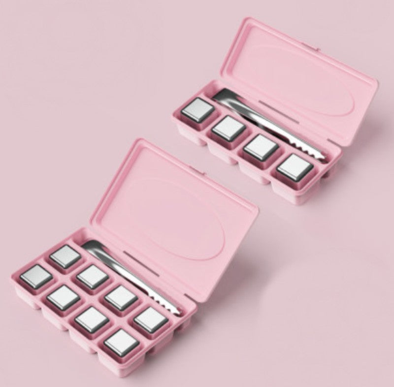 Skanto | Reusable 304 Stainless Steel Ice Cubes, with 3-Minute Quick Cooling and Portable Storage Box, Without Diluting Flavor, for Drinks, Coffee, Wine, and More