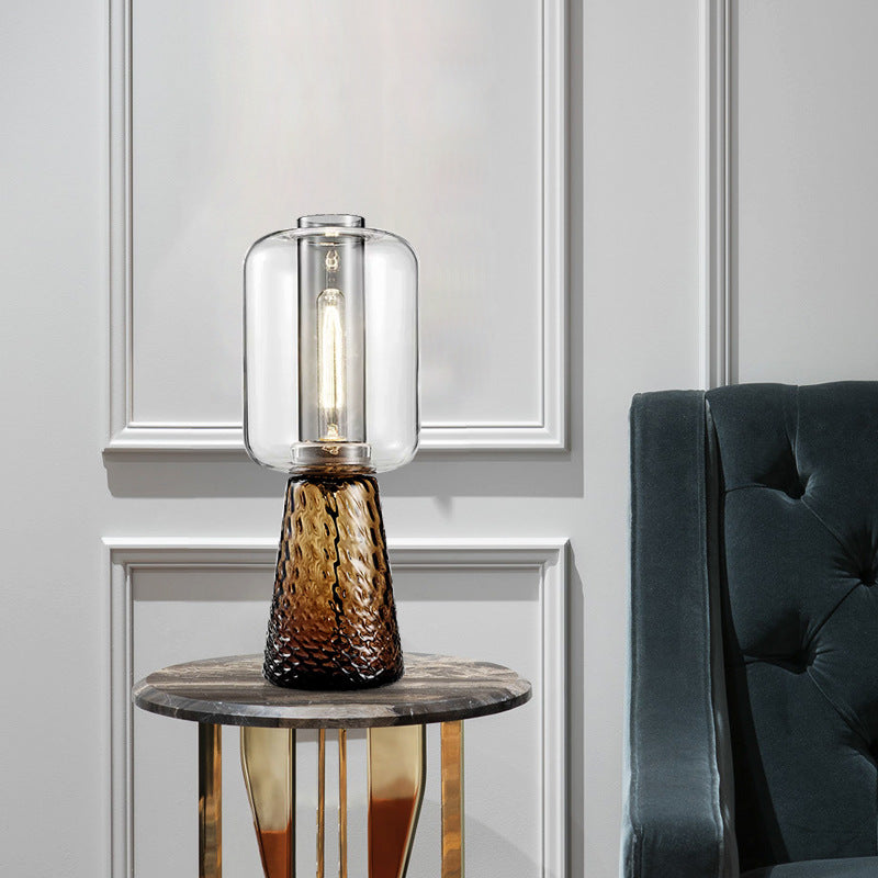 Artistic Glass Table Lamp with Unique Textured Base