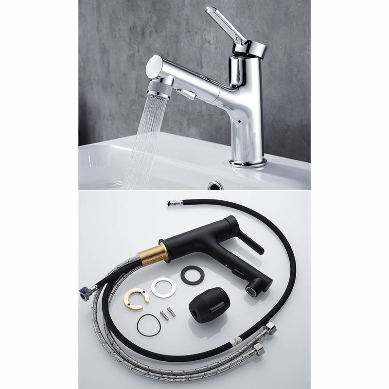 Modern sink faucet with pull-out spout and lever handle