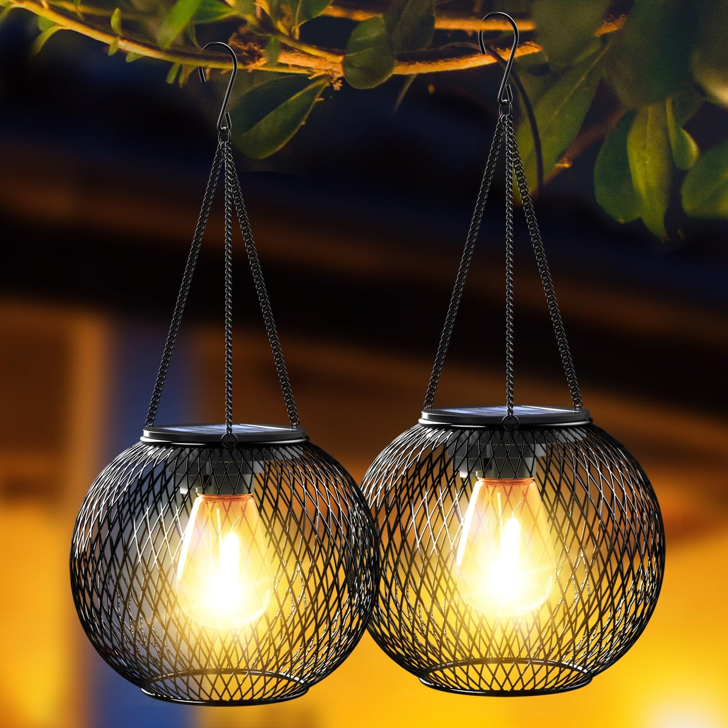 Skanto | Ortiny Upgraded Solar Lights Outdoor Decorative Hanging Lights for Halloween Christmas Waterproof Retro Powered Lighting for Garden Patio Walkway Tree, 2 Pack