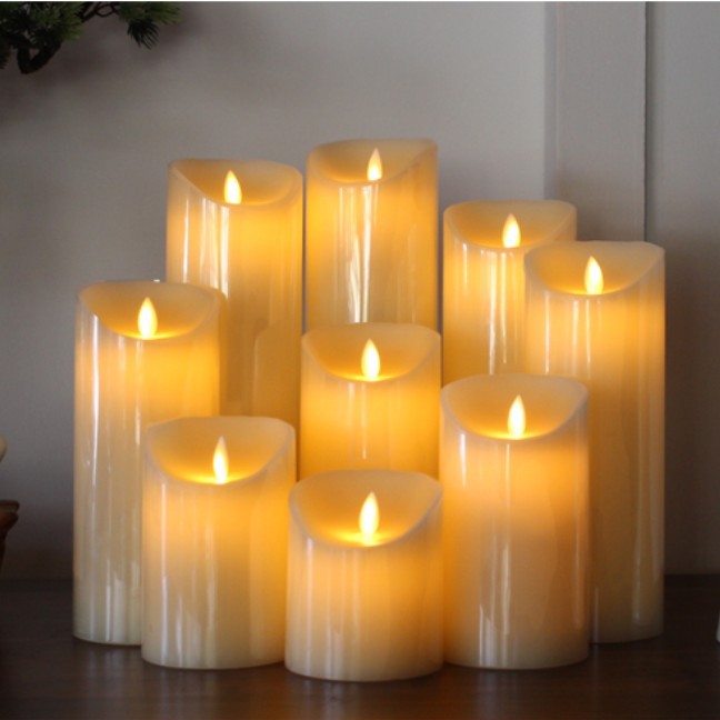 Battery-Operated Real-Wax Flameless Pillar Candle Set with Timer and Remote Control Acalora