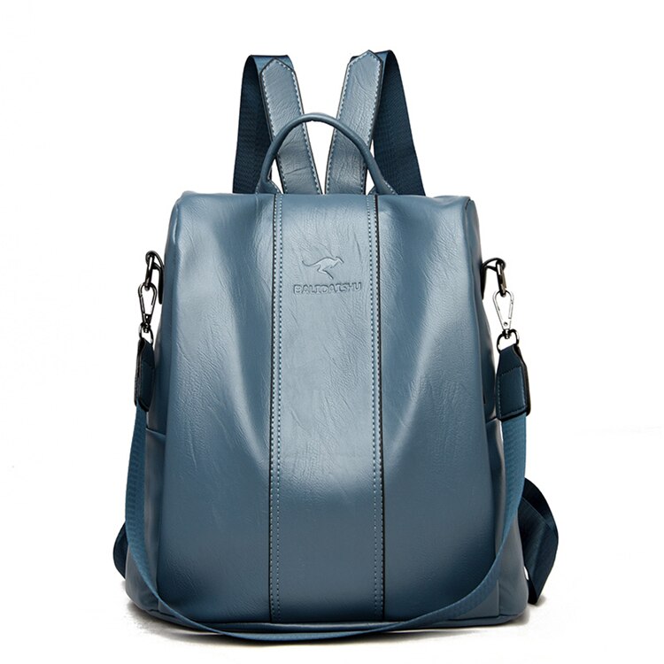 Women's vintage-style anti-theft leather backpack