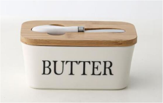 Luxurious large butter dish with lid – Ceramic counter container with knife, high-quality silicone seal and easy-to-clean design – Perfect kitchen gift for butter lovers