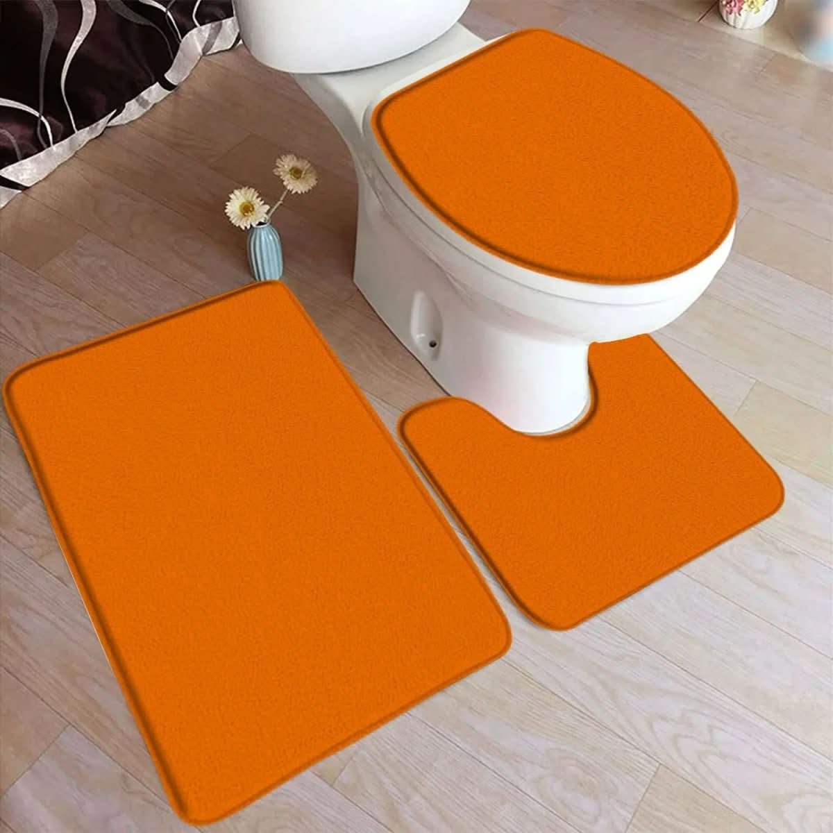 BowLift | 3-piece bath rug set with non-slip flannel surface