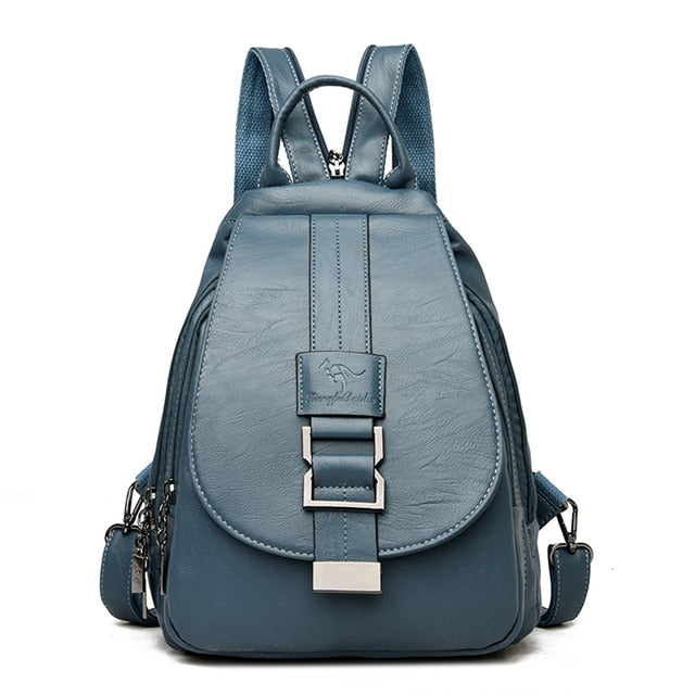 Women's Leather Backpack with Anti-Theft Compartment and Compact Design | Skanto