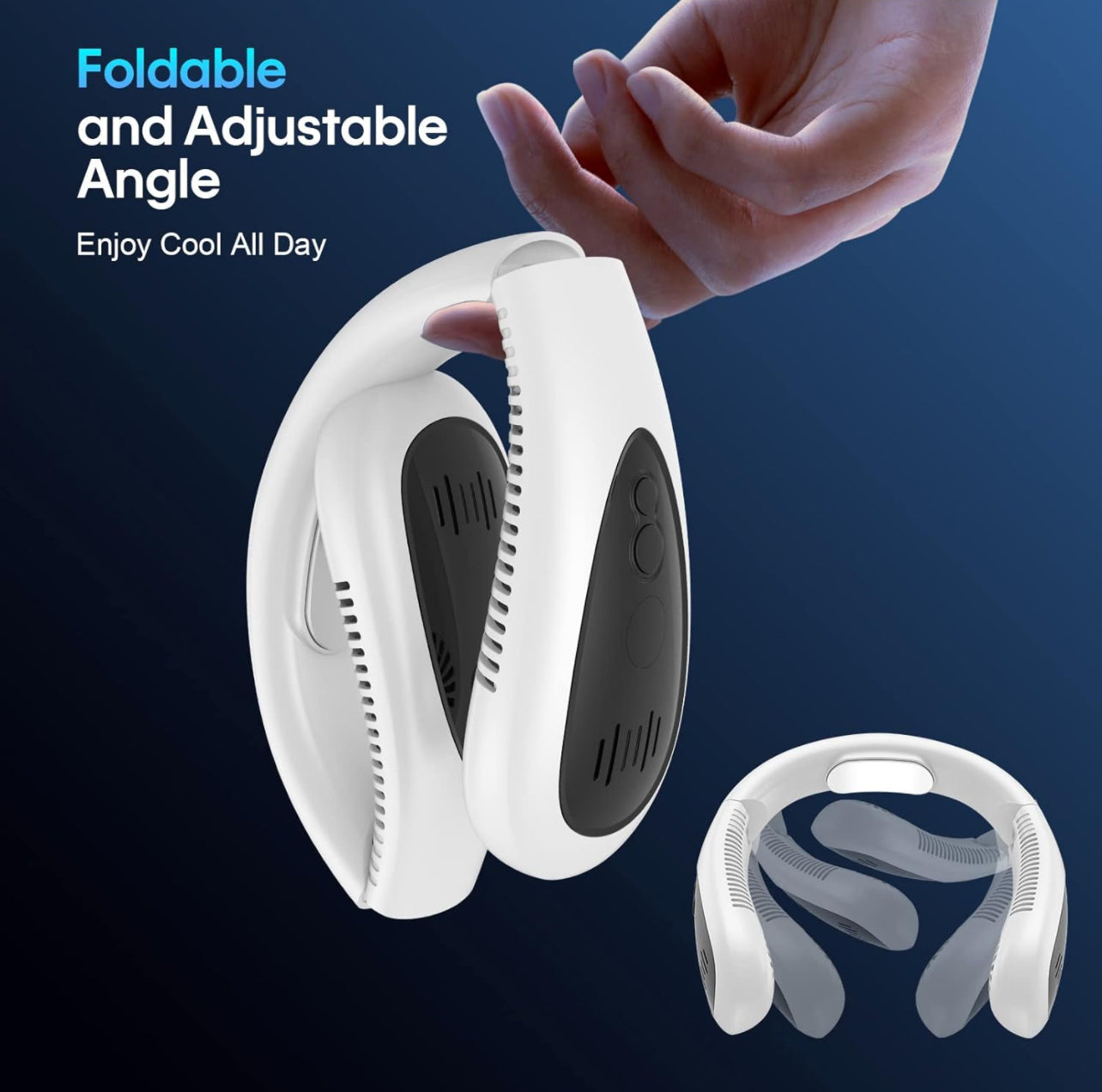 Portable Neck Fan, Cordless Fan, Foldable Portable Small Personal Fan with 360° Cooling Wind, 3 Speed Settings, Quiet, 4000mAh USB Rechargeable Battery, No Hair Entanglement | Karnz