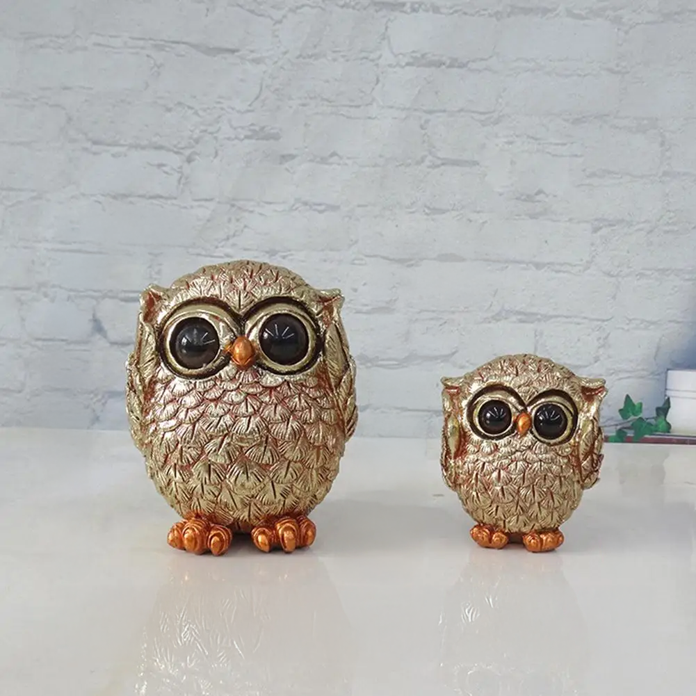 Skanto | OWLUXE – Decorative Sculpture in Antique Gold, Handmade Owl Figurine "See No Evil, Hear No Evil, Speak No Evil"