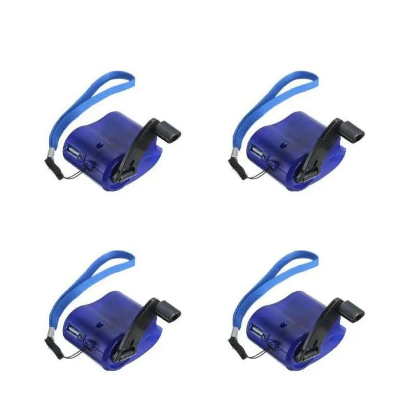 Portable emergency charger with hand crank, USB port and LED display