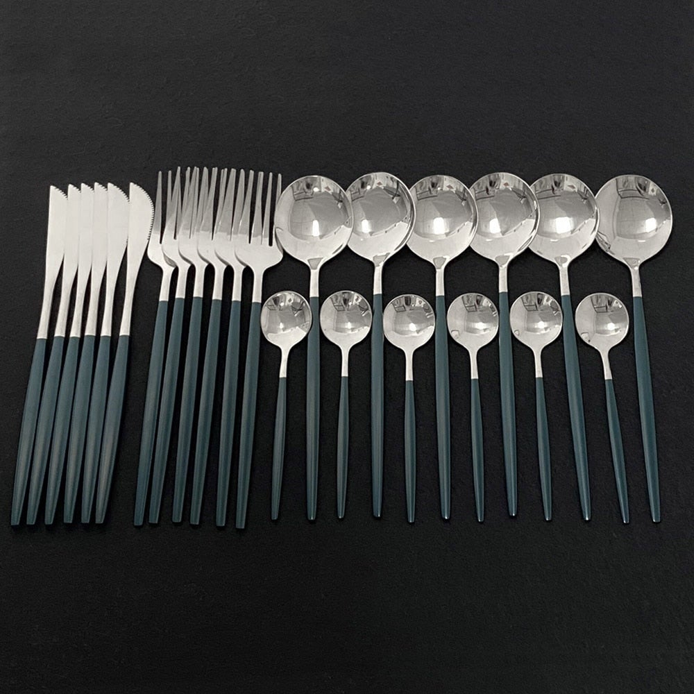 Skanto | RoyalGlimmer Gold Cutlery Set - Gold Cutlery Set for a Luxurious Table Setting