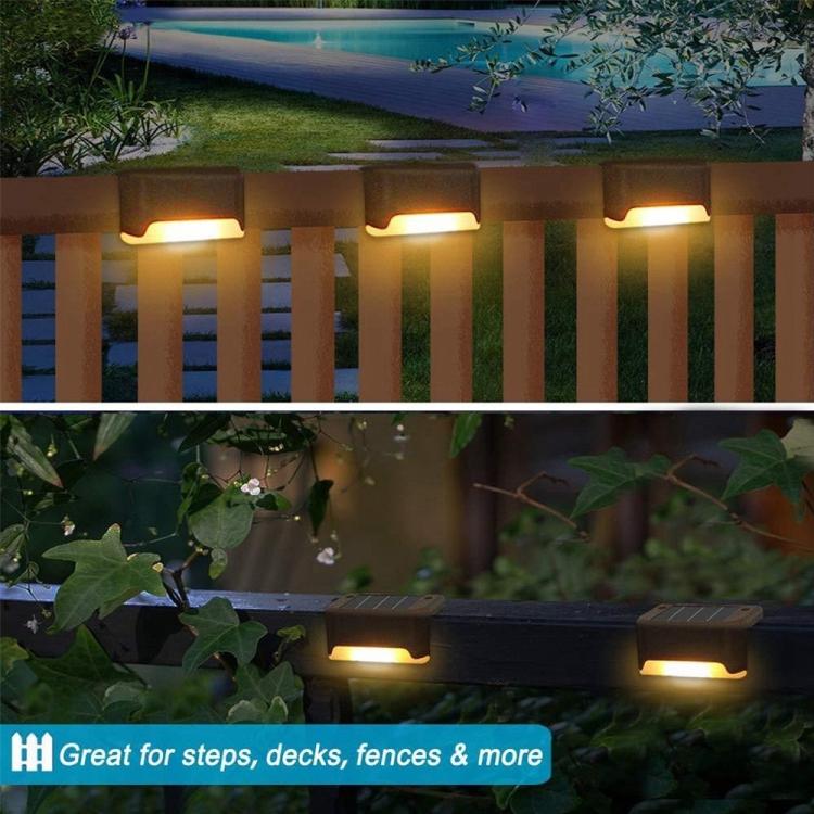 Brehn | 12 PCS Solar Powered LED Outdoor Step Light IP65 waterproof Garden Lamp, warm white light (Brown)