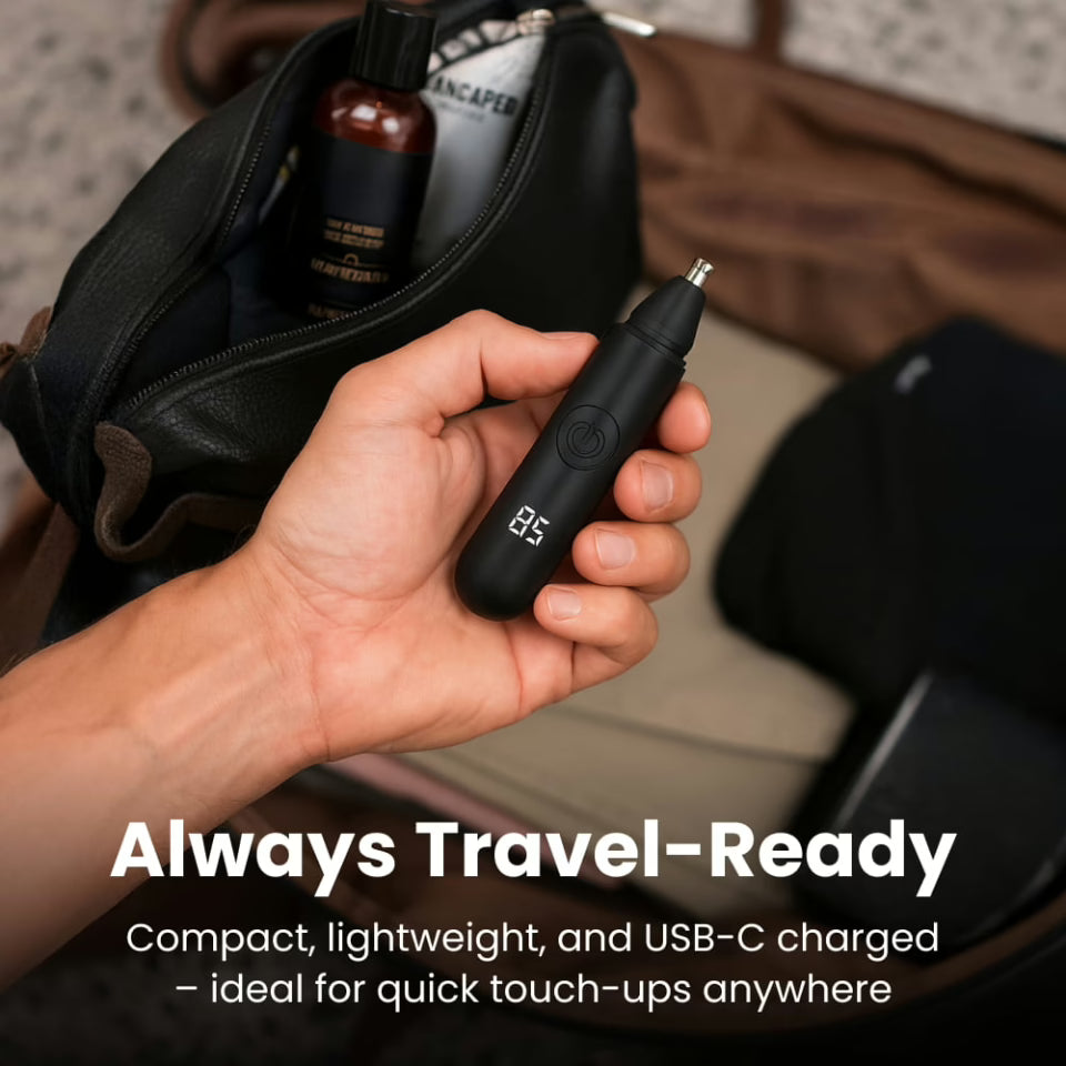 BowLift | Onyx Edge - Best Nose Hair Cutters for Men | USB-C Rechargeable, Painless & Quiet with a Waterproof Head for Travel & Daily Grooming