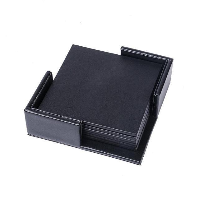 Garduru Vegan Leather Coaster Set | Marble Look | Elegant Surface Protection
