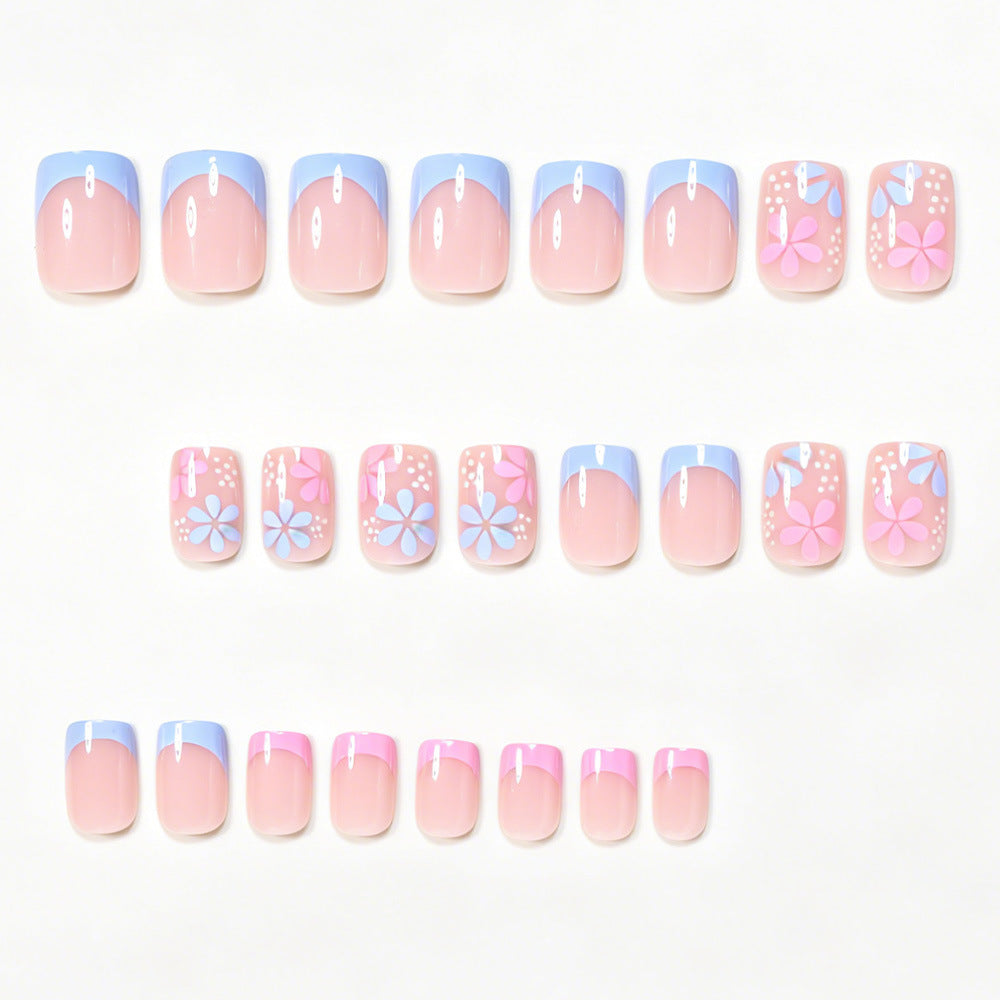 Artistic Floral Press-On Nail Tips Acalora