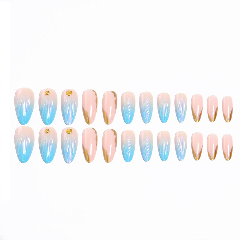 Acrylic nail set with glitter and shell design Acalora