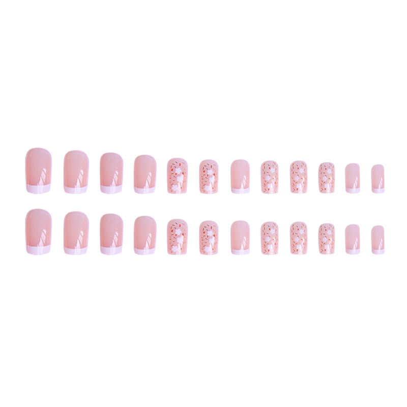 Nail art set with floral decorations and elegant French design Acalora