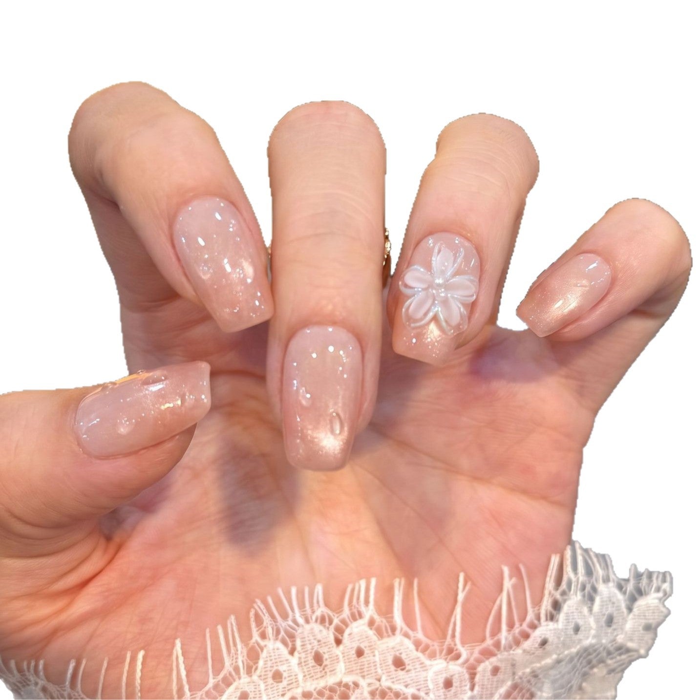 Floral Embellished Press-On Nail Set Acalora
