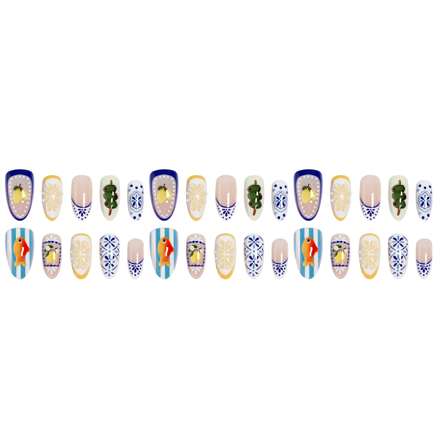 Creative nail art set with floral and animal designs Acalora