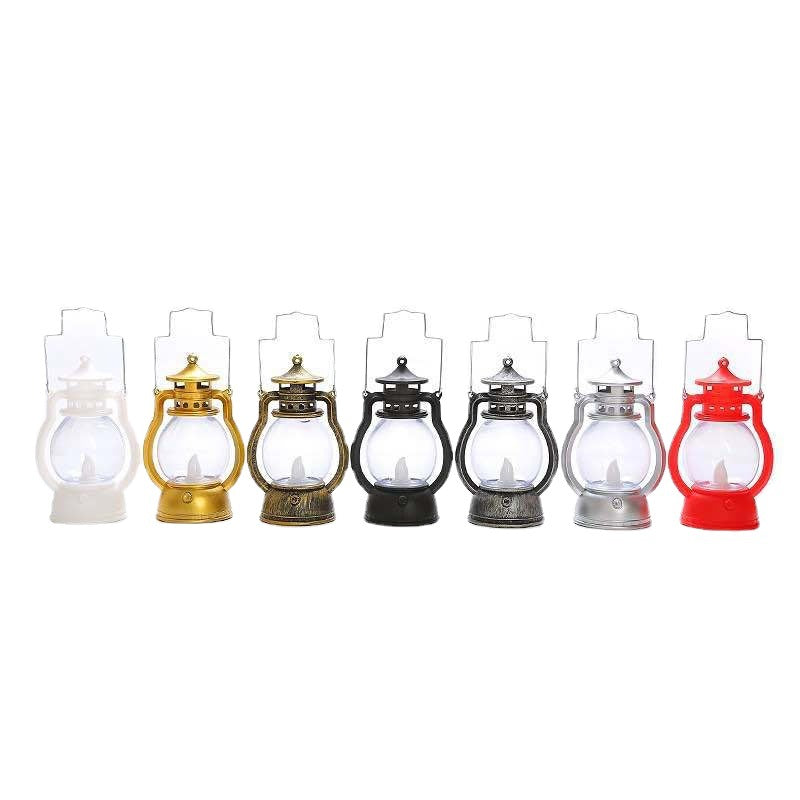 Vintage-Style LED Flameless Glass Lantern Candle Lights with Flickering Flame and Portable Handle Acalora