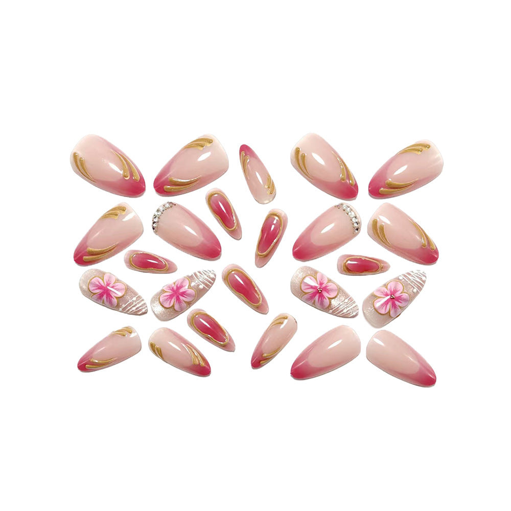 Artificial nails with floral and glamorous accents Acalora
