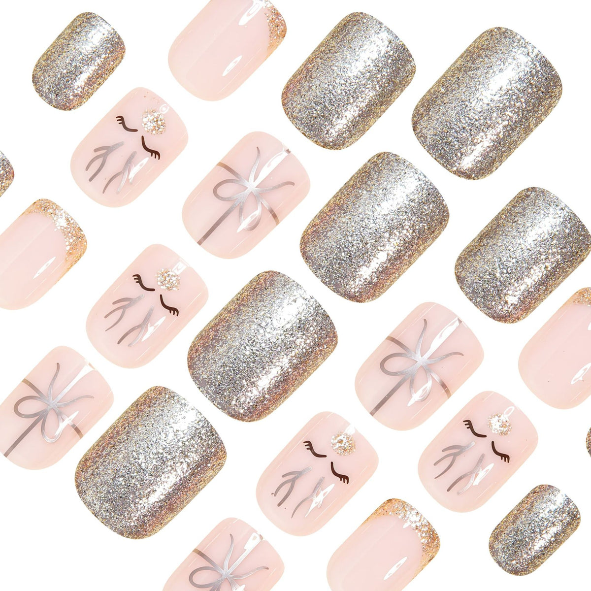 Elegant Festive Press-On Nail Art Set Acalora