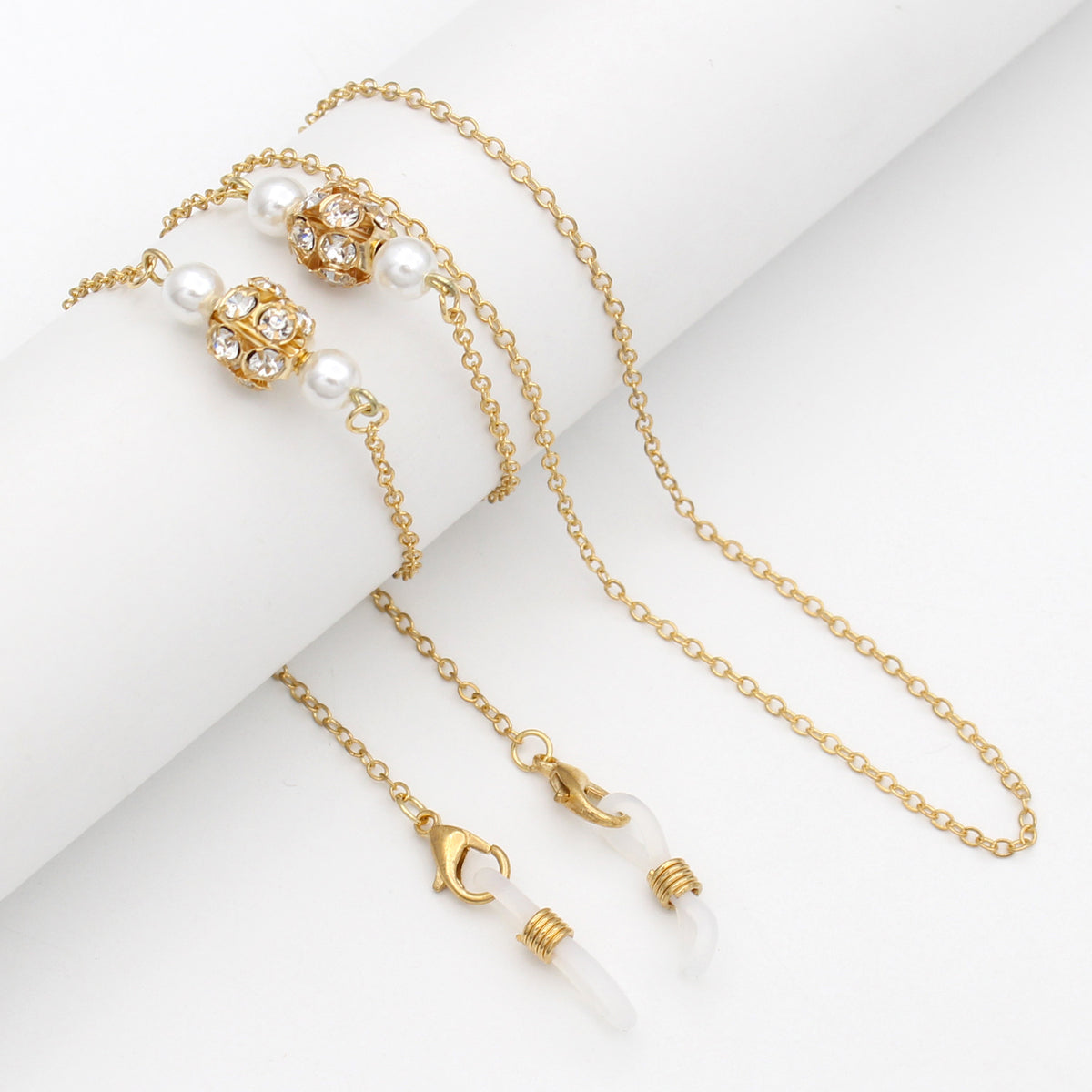 Elegant Pearl-Accented Eyewear Retainer Chain Acalora
