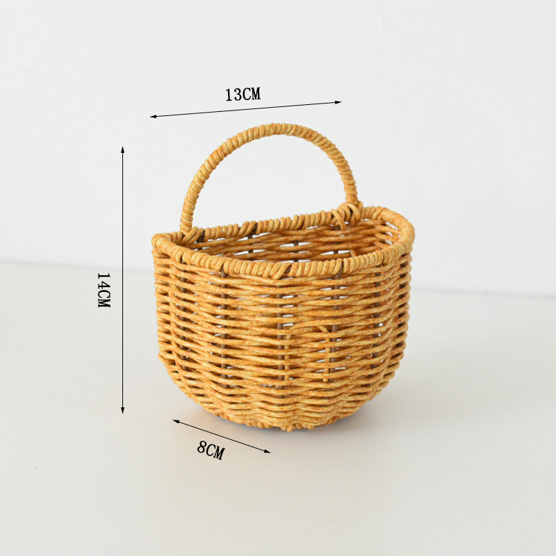 Wall shelf made of untreated wood with rattan inserts Acalora