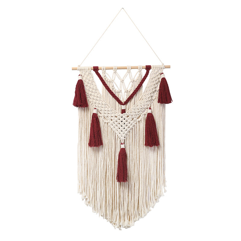 Macramé wall hanging with fringes and tassels Acalora