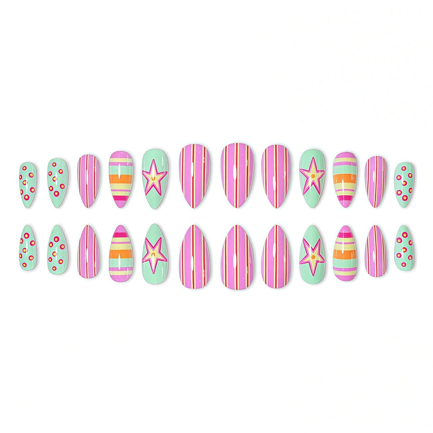 Vibrant Patterned Nail Art Extensions Acalora