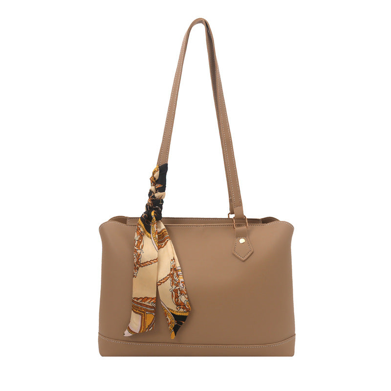 Elegant Structured Tote Bag with Decorative Scarf Acalora