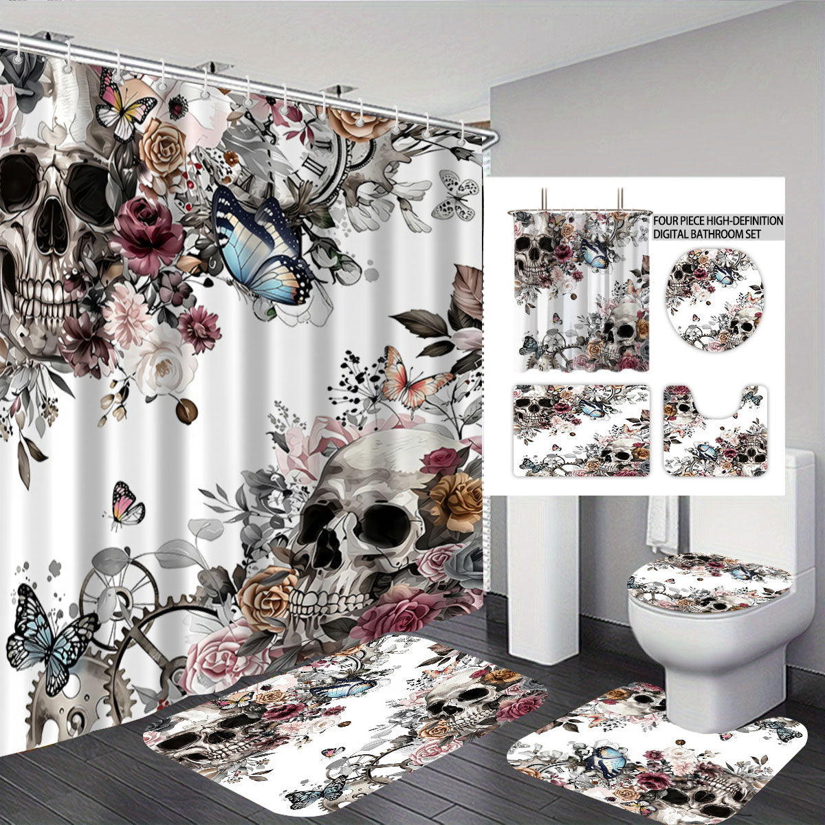 Artistic Skull Bathroom Décor Set