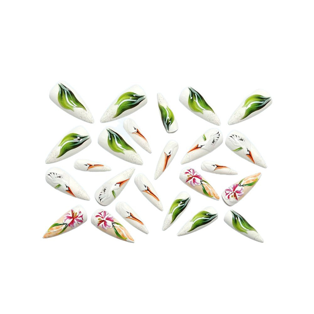 Artificial nails with floral and bird design Acalora