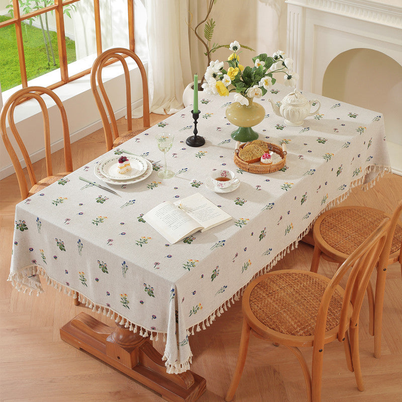 Embroidered Tassel Tablecloth