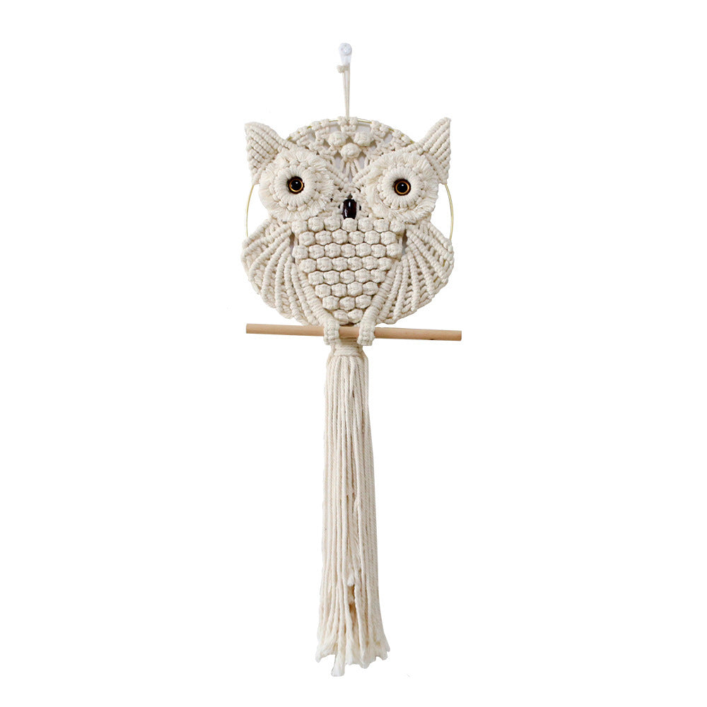 Artful Macrame Wall Hanging In Owl Shape Acalora