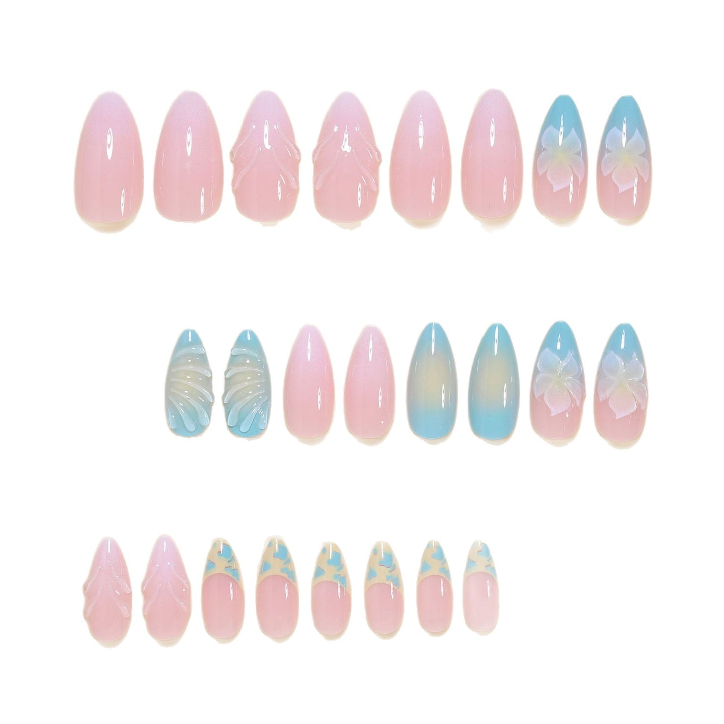 Elegant Floral Sculpted Nail Art Tips Acalora