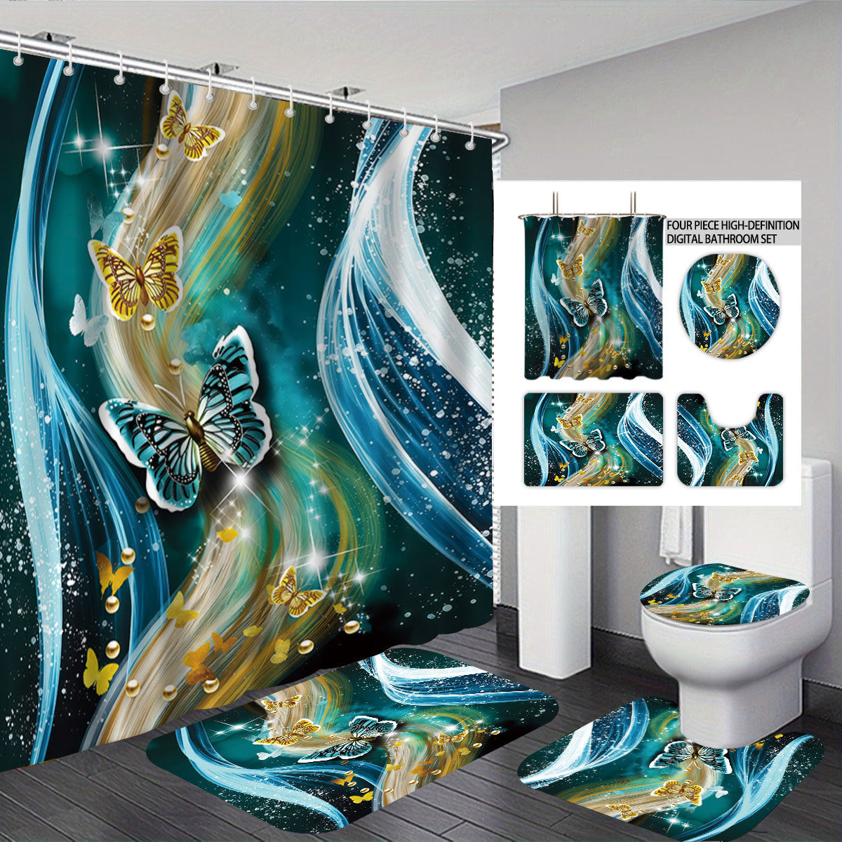 High-Definition Leopard-Themed Four-Piece Bathroom Set