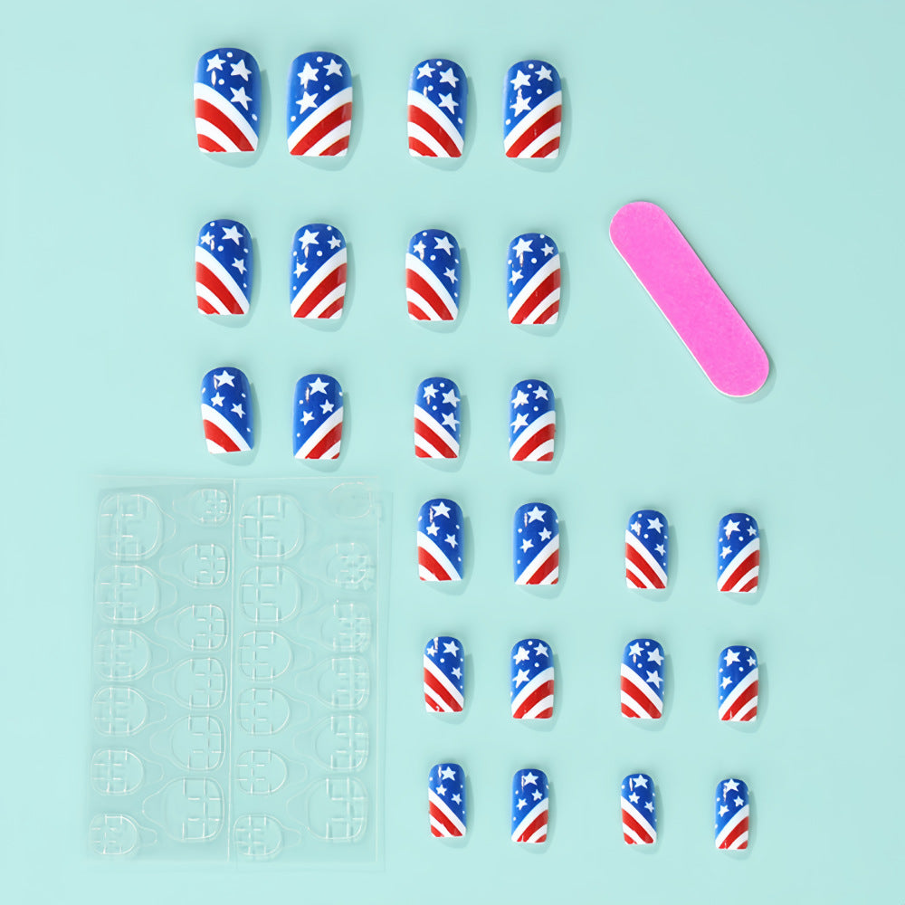 Artificial nails in patriotic stars and stripes design Acalora