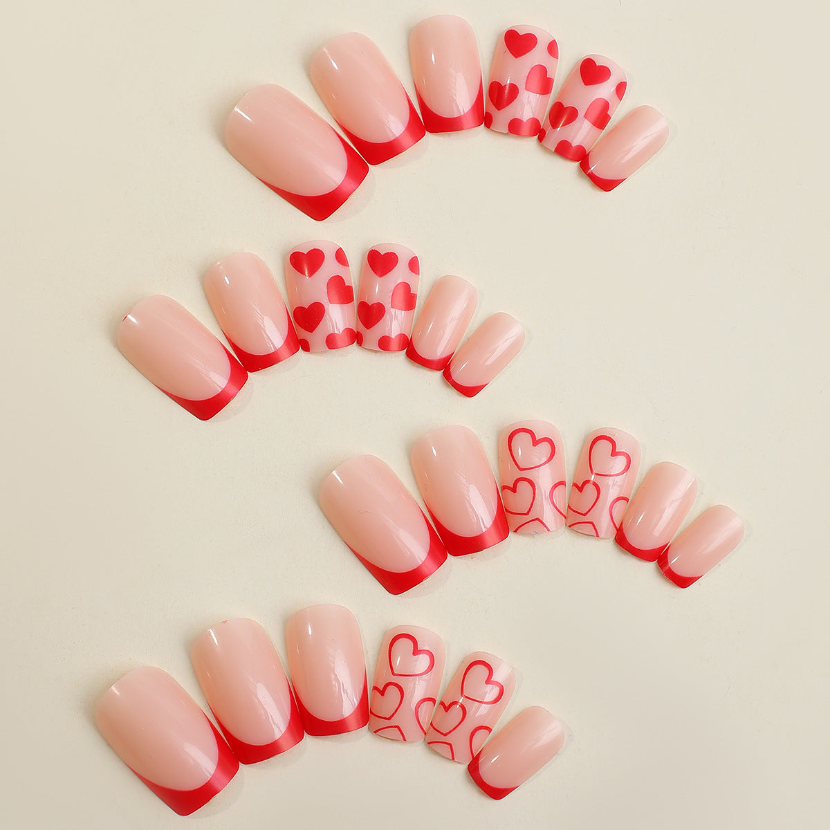 Creative Heart-Themed Press-On Nail Design Acalora