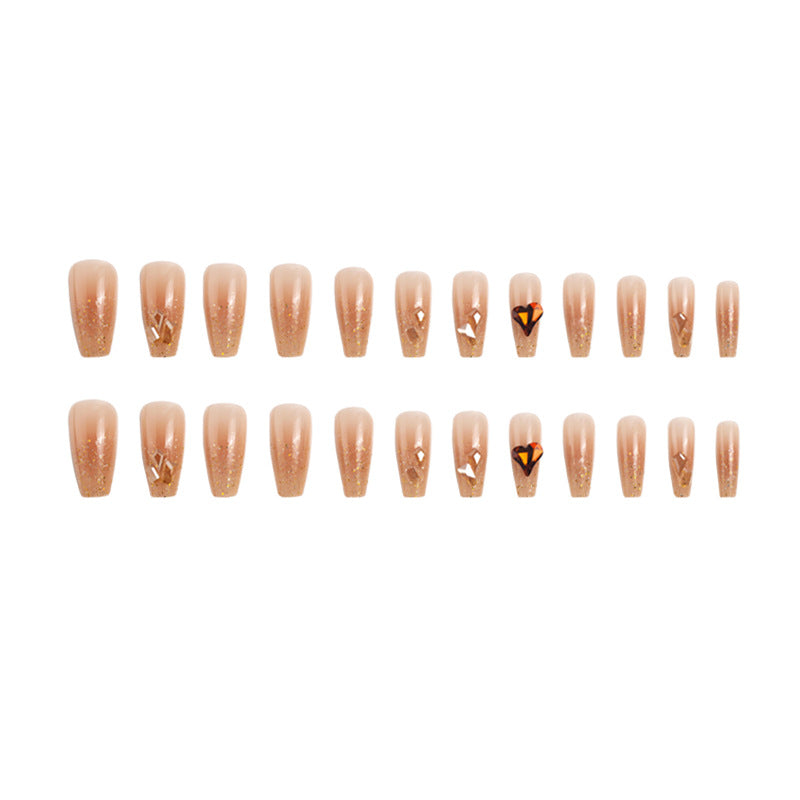 Artificial nail set with glitter and heart accents Acalora