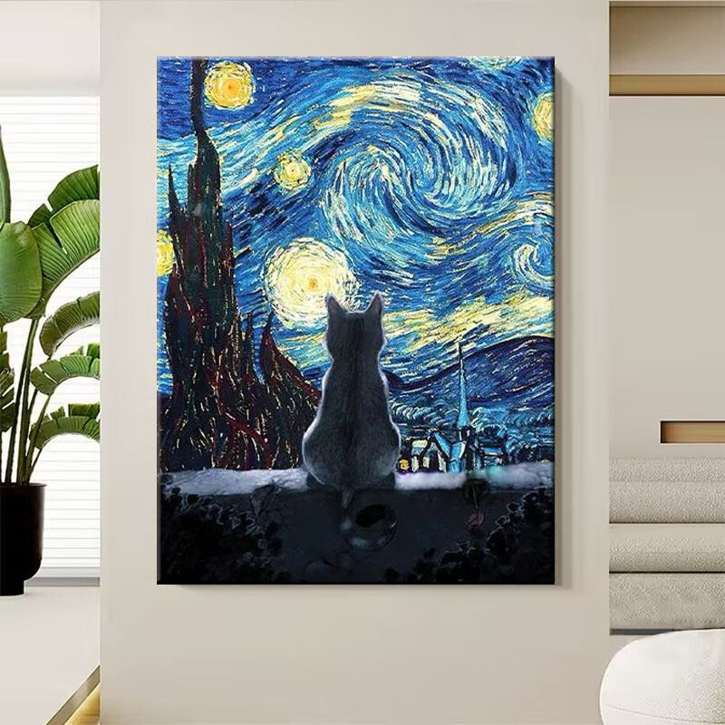 Artistic Cat-Themed Canvas Art