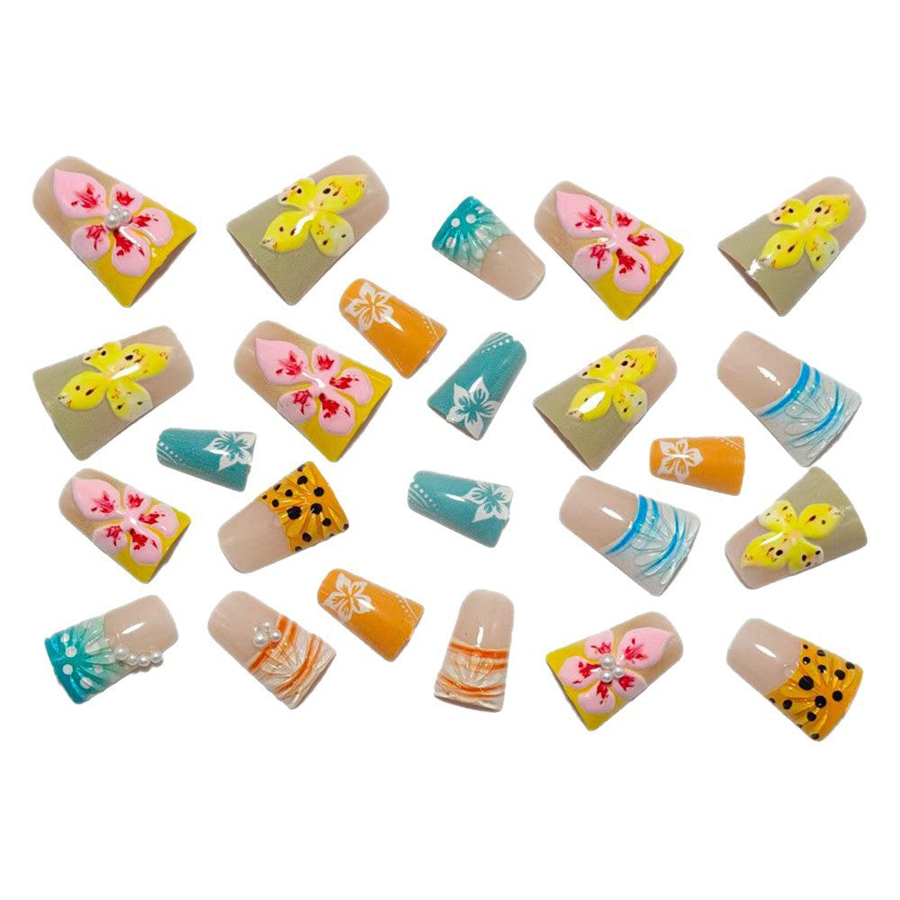 Artificial nails with creative 3D flower and butterfly designs Acalora