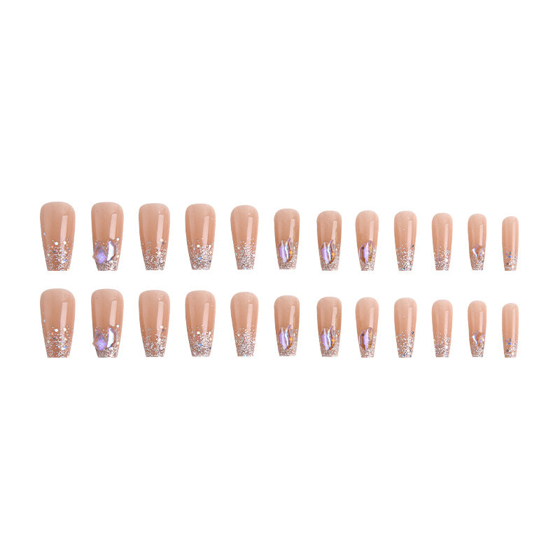 Artificial nail set with glamorous glitter accents and elegant elements Acalora