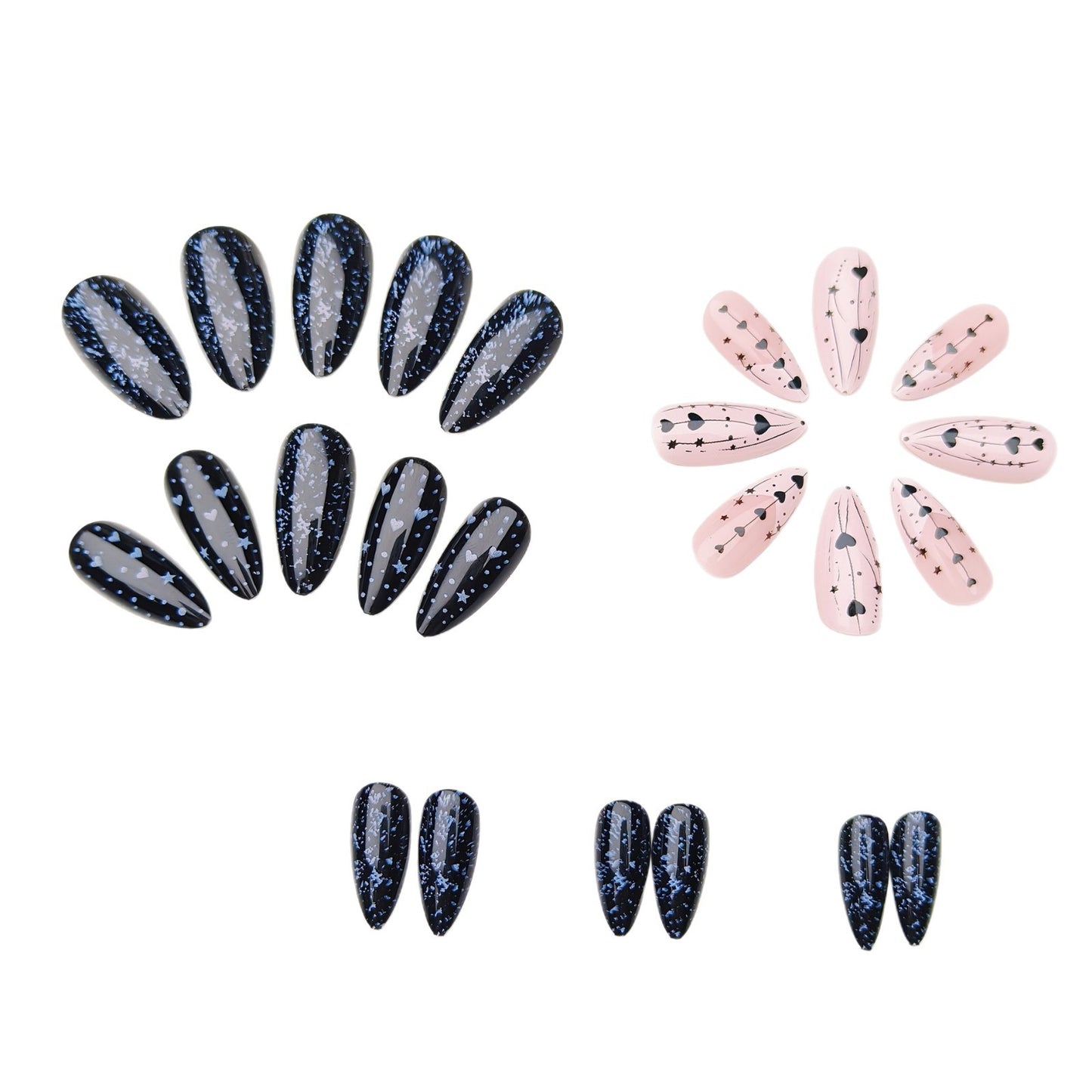 Artistic Heart and Star Nail Art Acalora