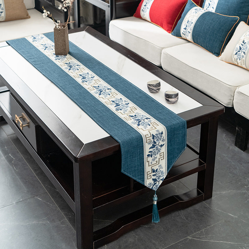 Elegant Floral Embroidered Table Runner
