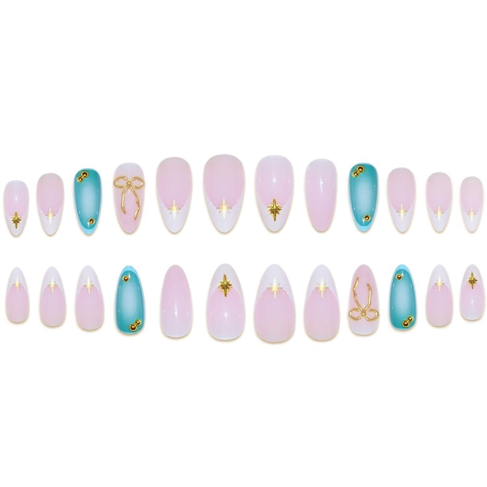 Artistic Stiletto Nail Art Set with Gold Accents Acalora