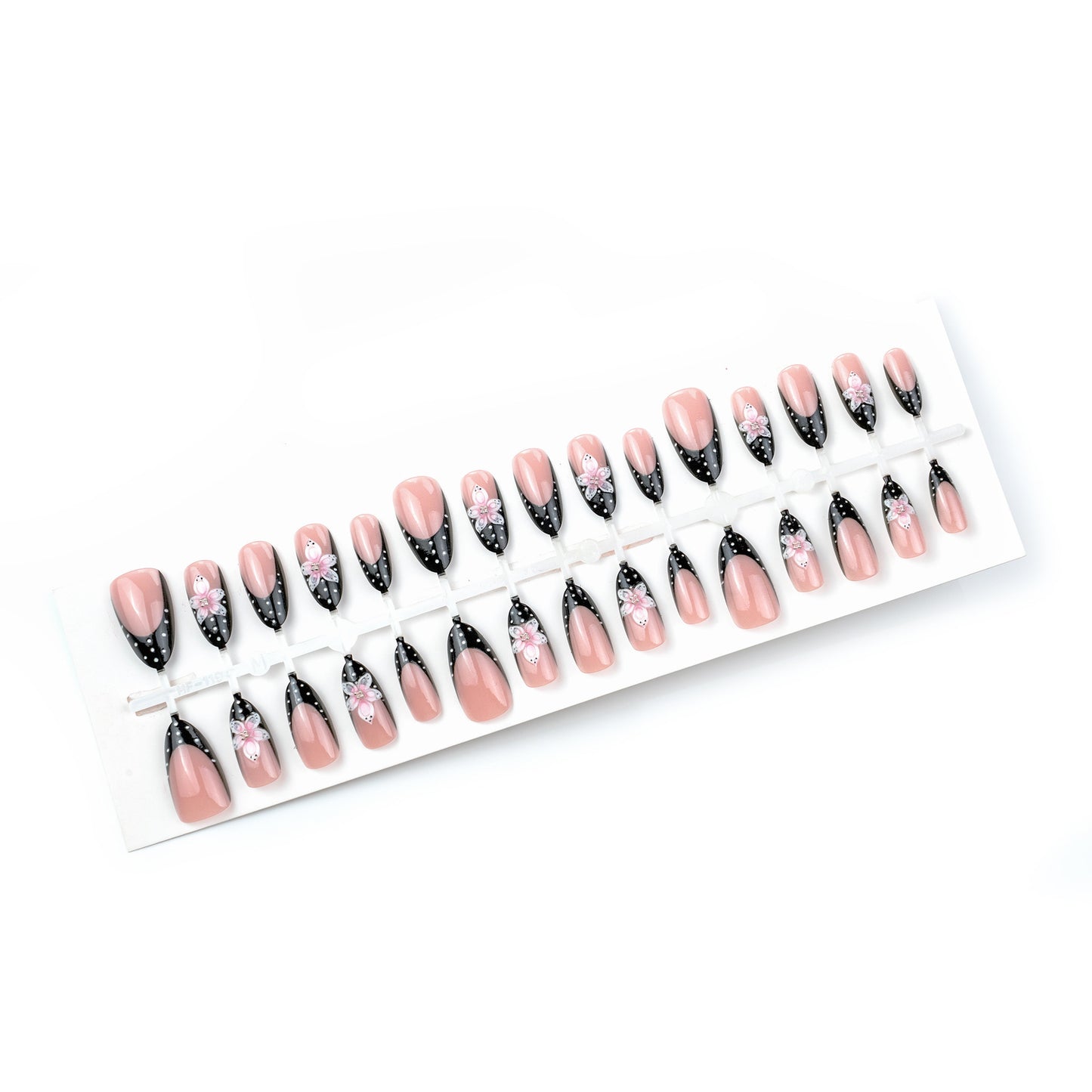 Artistic Press-On Nail Set with Floral Design Acalora