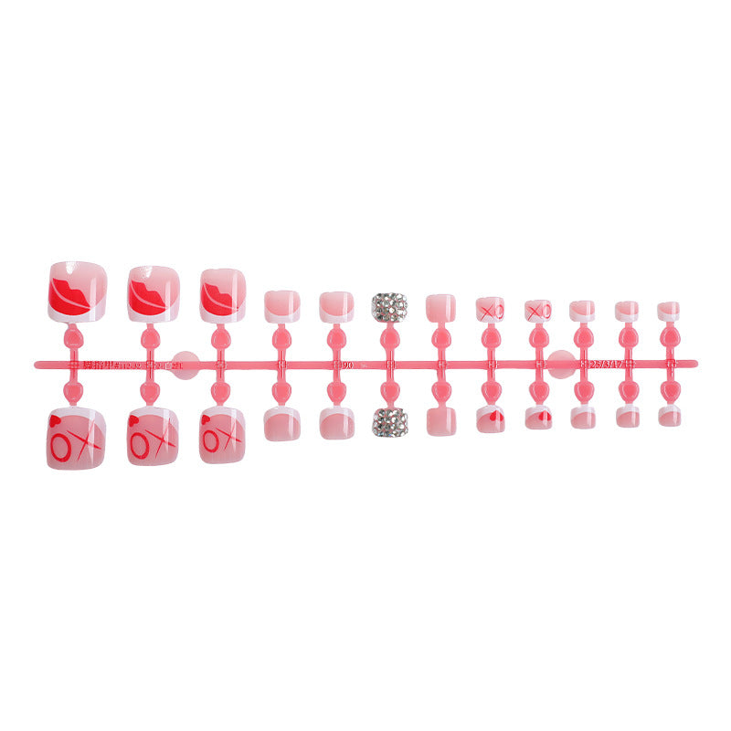 Decorative Press-On Nail Art Set with Kiss and Heart Designs Acalora