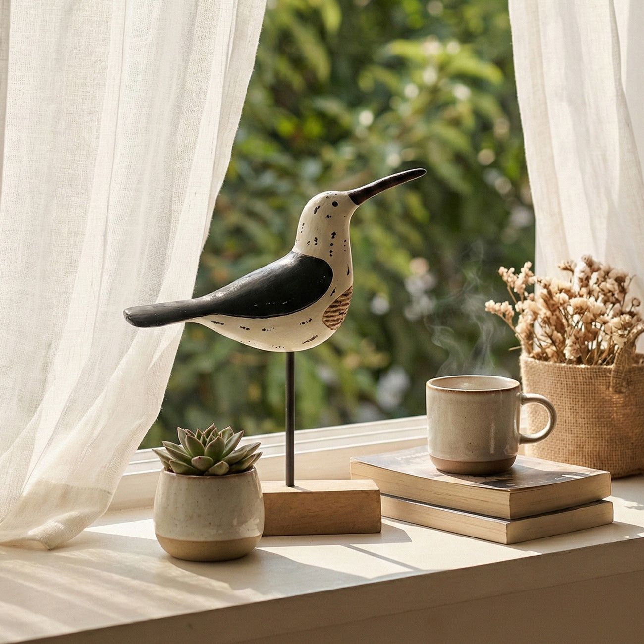 Decorative Bird Statue Display